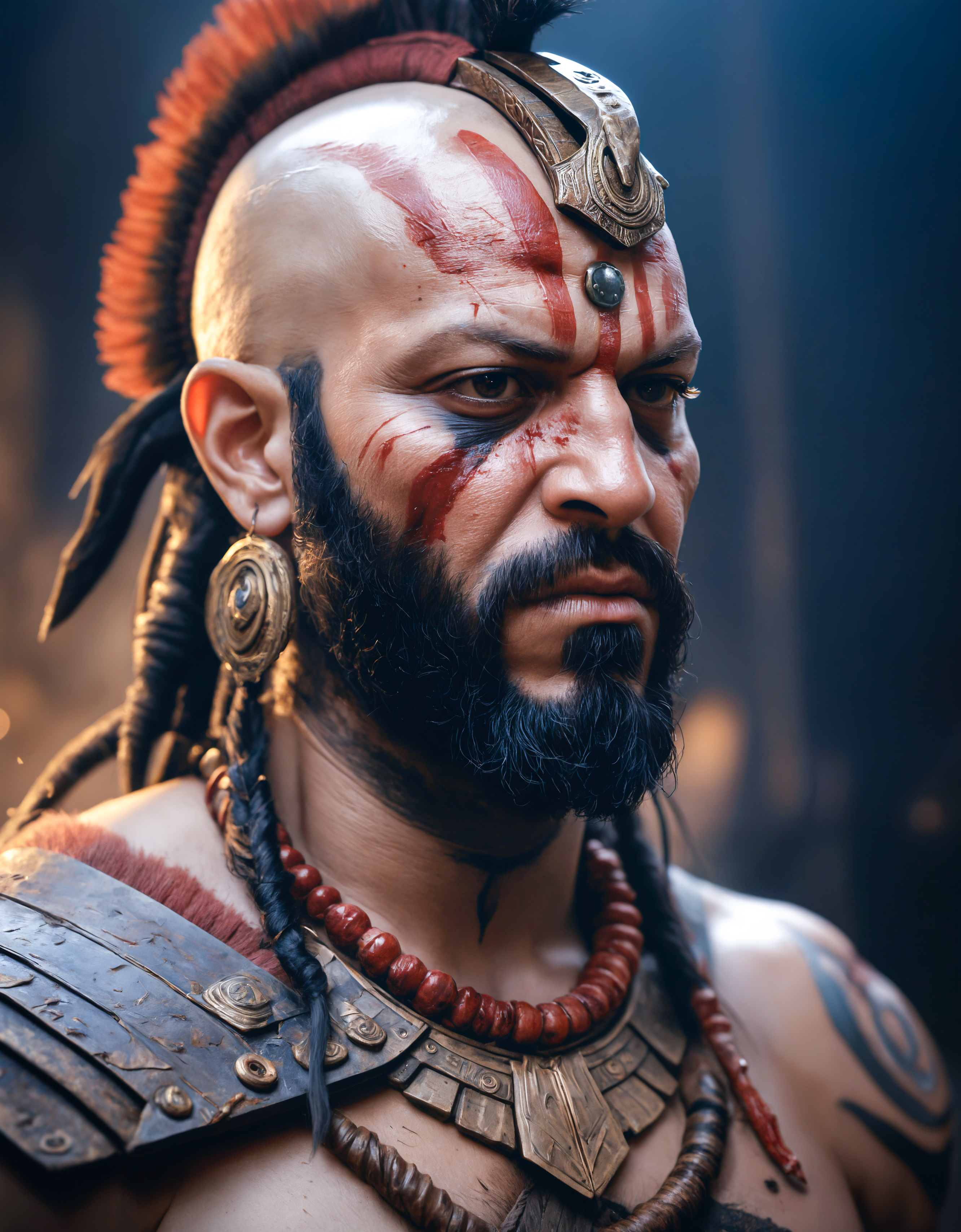 Photorealistic oil painting (masterpiece, best quality, stunning, highly detailed,artwork Fantasy art by Aleksi Briclot,high-contrast palette), ultrarealistic 4k,photoart_style, (portrait of a Ra, god of egipt, in style of god of war),realistic,,dark black tone,Cinematic Lighting, movie-level texture,.(style of Aleksi Briclot:1.3), trending on artstation