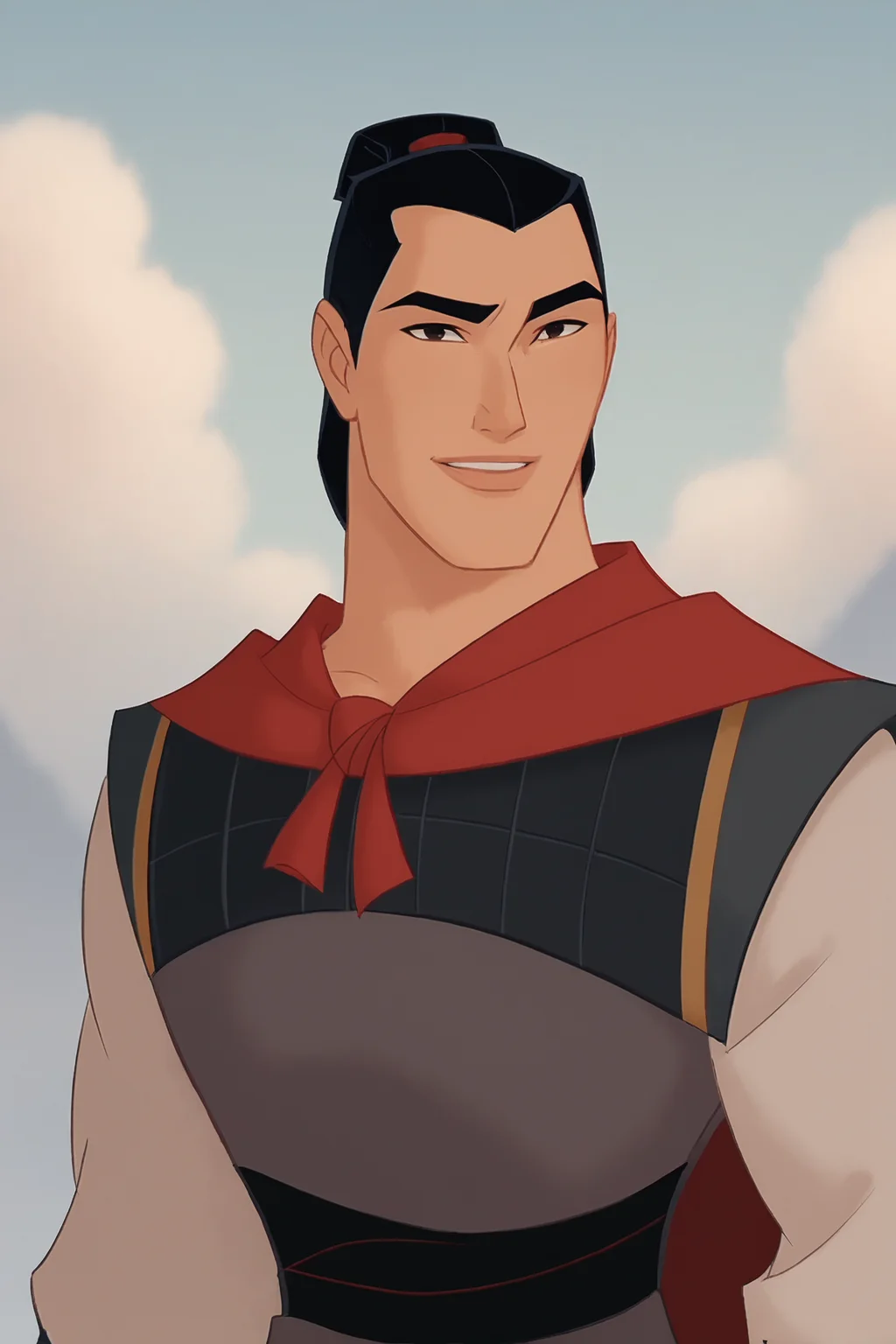 score_9, score_8_up, score_7_up, source_anime,
(lishang, 1boy, solo, muscular, smile), upper body, uniform, looking at viewer
<lora:detail:1> <lora:Smooth Anime:1> <lora:Li_Shang_-_Mulan:1>