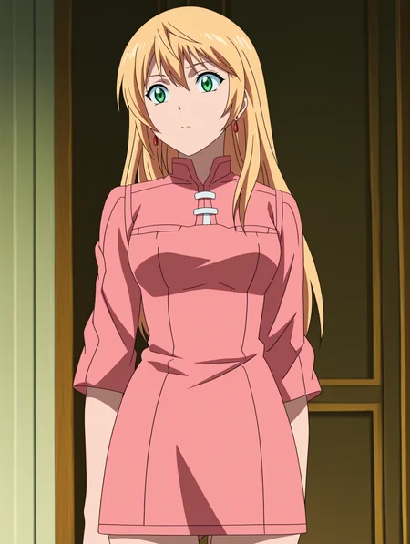 anime coloring,anime screencap,
 <lora:Remercier_Nike_Illustrious:1>
remerciernike,green eyes, red earrings, blond hair, pinkdress,
masterpiece,best quality,amazing quality,