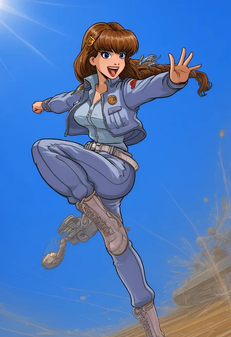 happy girl, ((random_combat_action_pose)), (4K4BUR5TYL3)