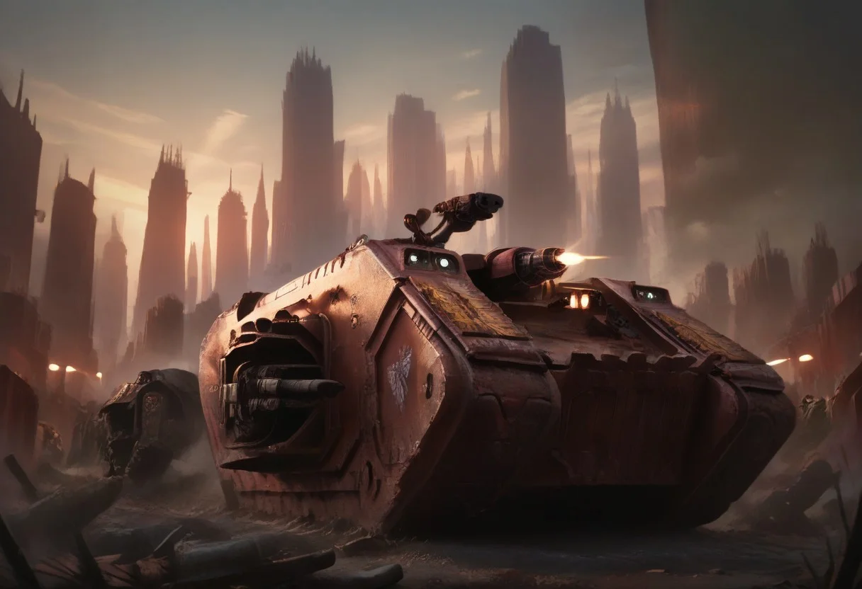 score_9, score_8_up, score_7_up, rating_safe, concept art, semi-realistic, no human.
Vehicle.
War, City.