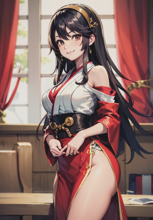 <lora:FightingBattleship_Haruna:0.8>, FightingBattleship_Haruna, smirk,, (gorgeous, beautiful, enchanting:1.3)