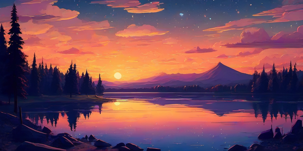 masterpiece high quality
<lora:PE_ToonLand:1> PEToonLand
lake,sunset,stars