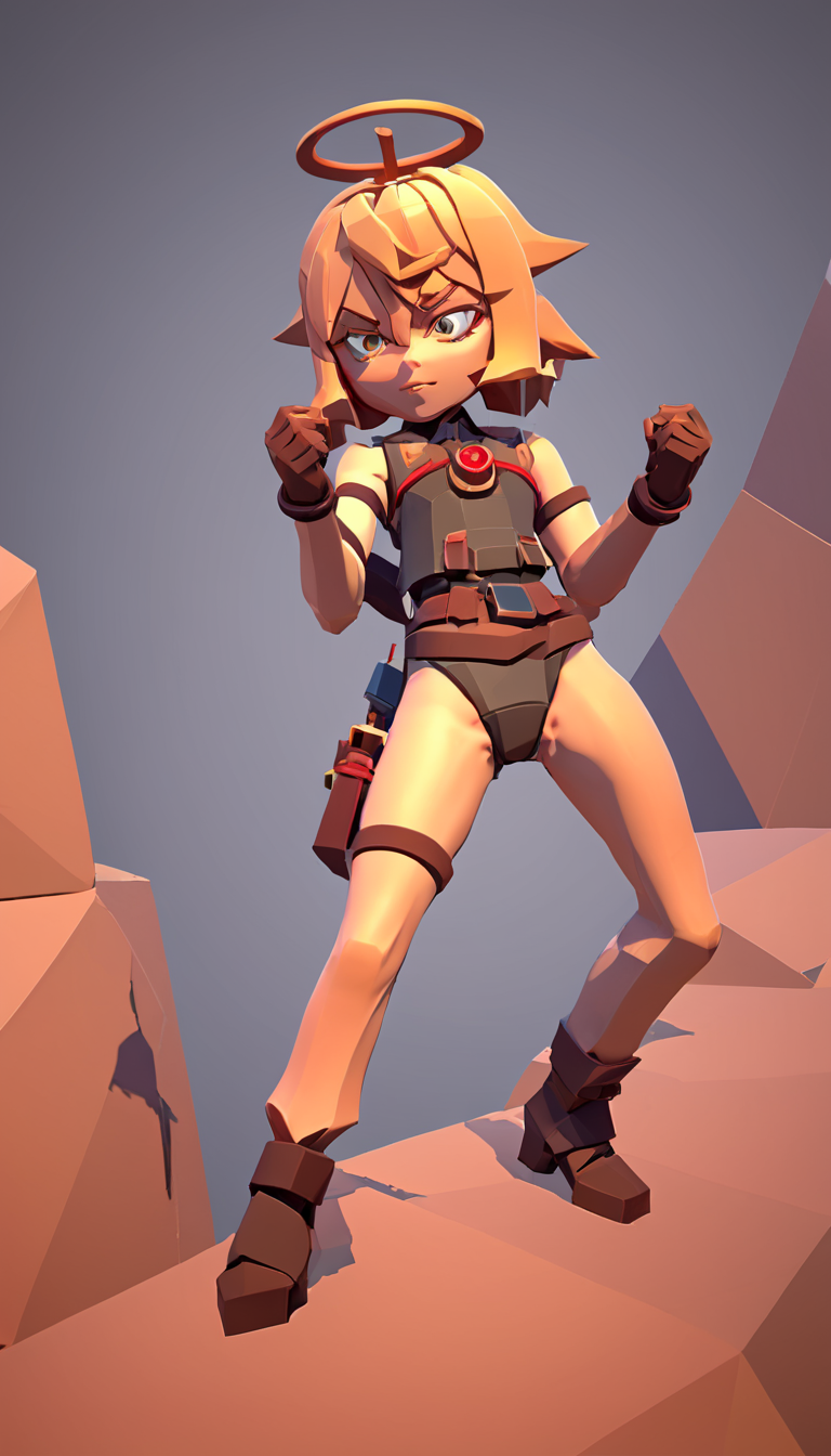 low-poly style Cinematic scene, hero view, Tanya Degurechaff, Youjo Senki <lora:tanya_degurechaff_xl_v5:1>, action pose, masterpiece, best quality, high quality, highres, absurdres  . low-poly game art, polygon mesh, jagged, blocky, wireframe edges, centered composition