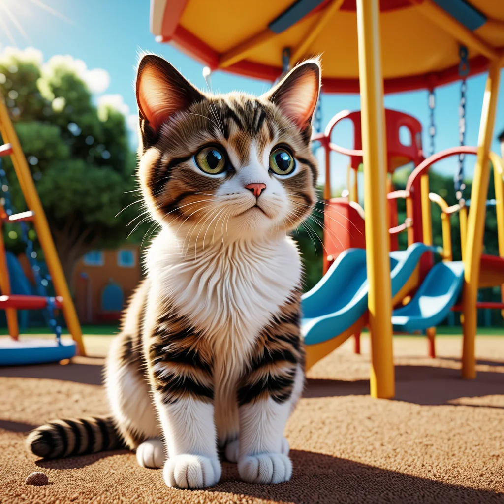 lazypos, cute cat, playground