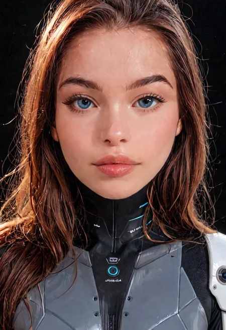 score_9, Raw Photo, (looking over shoulder portrait:1.3), 4ng3l face, blue eyes glancing back, brown hair swept to one side:1.1, elegant neck turn, high cheekbones, soft lips in partial profile:1.2, no smile:1.4, mysterious expression, flawless skin:1.2, perfect face symmetry:1.2, ultra sharp facial details:1.4, tech suit shoulder detail, rim lighting:1.3, cinematic color grading, sharp details:1.4, realistic skin texture:1.4, super detailed, photo realistic, masterpiece
