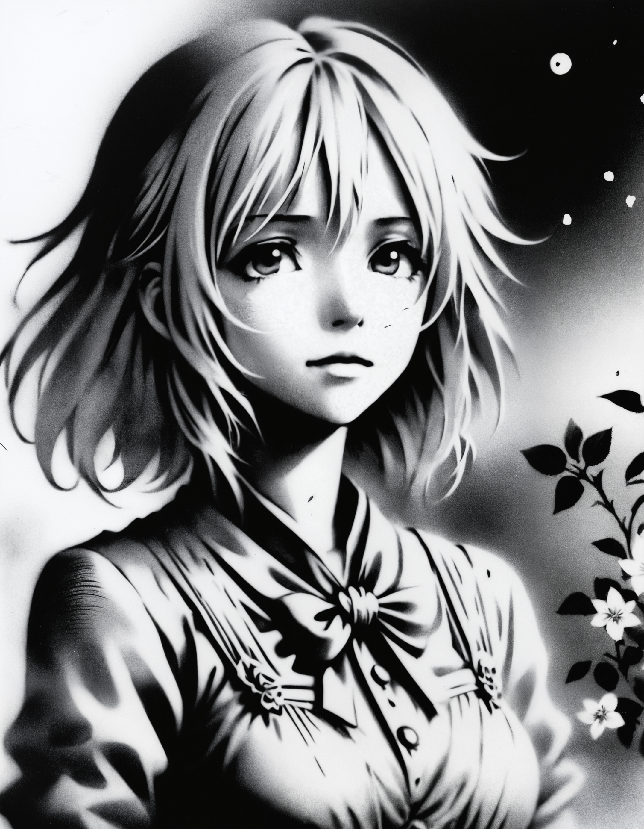 zavy-fzzgrfft, manga monochrome of Violet Evergarden, black and white,