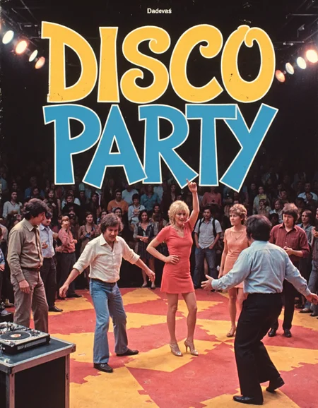 GroovyAesthetica, 1970s style, Using a 35mm lens, take a Kodachrome photograph. 
<break>
A retro-style poster for a 1970s disco party, with a flashy font and a colorful illustration of a dance floor, complete with flashing lights and a DJ spinning records.