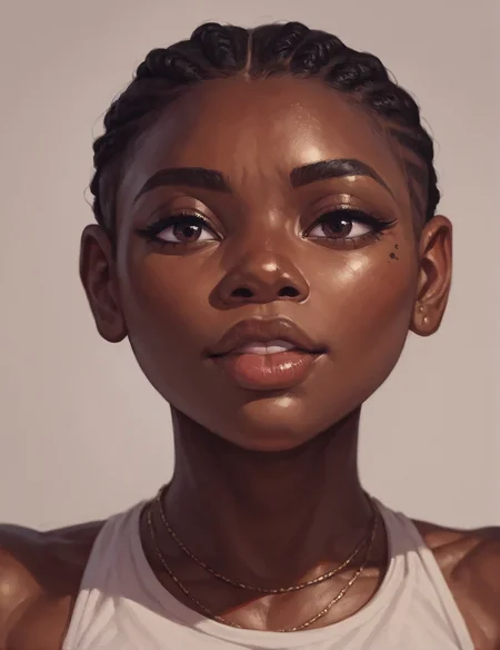 <lora:EbonyFacePDXL:0.3> ebony female, bface, dark skinned female, ebony female, face focus, score_9, score_8_up, score_7_up, cartoon_source <lora:RealStyle__Pony_XL:0.7>