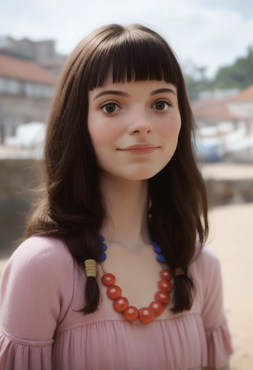 score_9, score_8_up, score_7_up, masterpiece 
BREAK 
1girl, (ctiansay0:1.2), pink dress, necklace, fringe 
BREAK 
looking at viewer, blurred background, Manic Pixie, Pretty Face, seductive, (cute smile:0.6), FOV medium shot