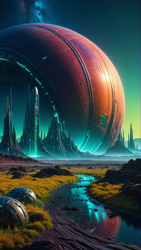 Movie Still, detailed cinematic realistic photo sci fi landscape, detailed alien planet, detailed futurcouture architecture, detailed ral-hlgrphic luminescent vegetation, detailed glowing night, detailed starry sky, high resolution , hd, 4k, very professional artwork <lora:3D:0.5> <lora:JuggerCineXL2:0.5> <lora:add-detail-xl:0.5> <lora:RM_Futurcouture_loha_v1.5:0.5> <lora:ral-hlgrphic-sdxl:0.5> <lora:SDXL_minimalism:0.5> <lora:add_brightness:0.5> <lora:DistantFuture:0.5>