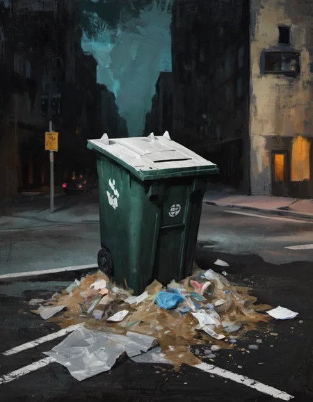 surreal painting of a piece of trash on a city street, dark theme, abstract painting background,  <lora:DiscoDeliriumXL-v1.2:1>