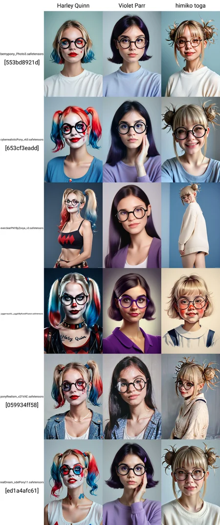 score_9, score_8_up, score_7_up, score_6_up BREAK
source_photo,
1girl, Harley Quinn,
round glasses
<lora:RoundGlassesVs1:0.75>