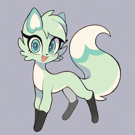 score_9, score_8_up <lora:Slushi-PONY:0.8> slushi, solo, female, full body, looking at viewer, happy, simple background