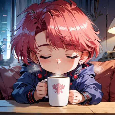 score_9,score_8_up,score_7_up,score_6_up, source_anime,<lora:Faux_Retro_XL:1>, (8k, masterpiece, best quality, cinematic lighting, ultra high res), (extremely detailed image, high resolution, 5k resolution:1.0), (ultra HD quality details), 1girl, cute, chibi, holding coffee mug, coffee mug, steaming cup, smelling cup, holding cup to face, closed eyes, satisfied, futuristic, cyberpunk, living room, perfect hands, good lighting, retro artstyle, blue eyes, Expressiveh