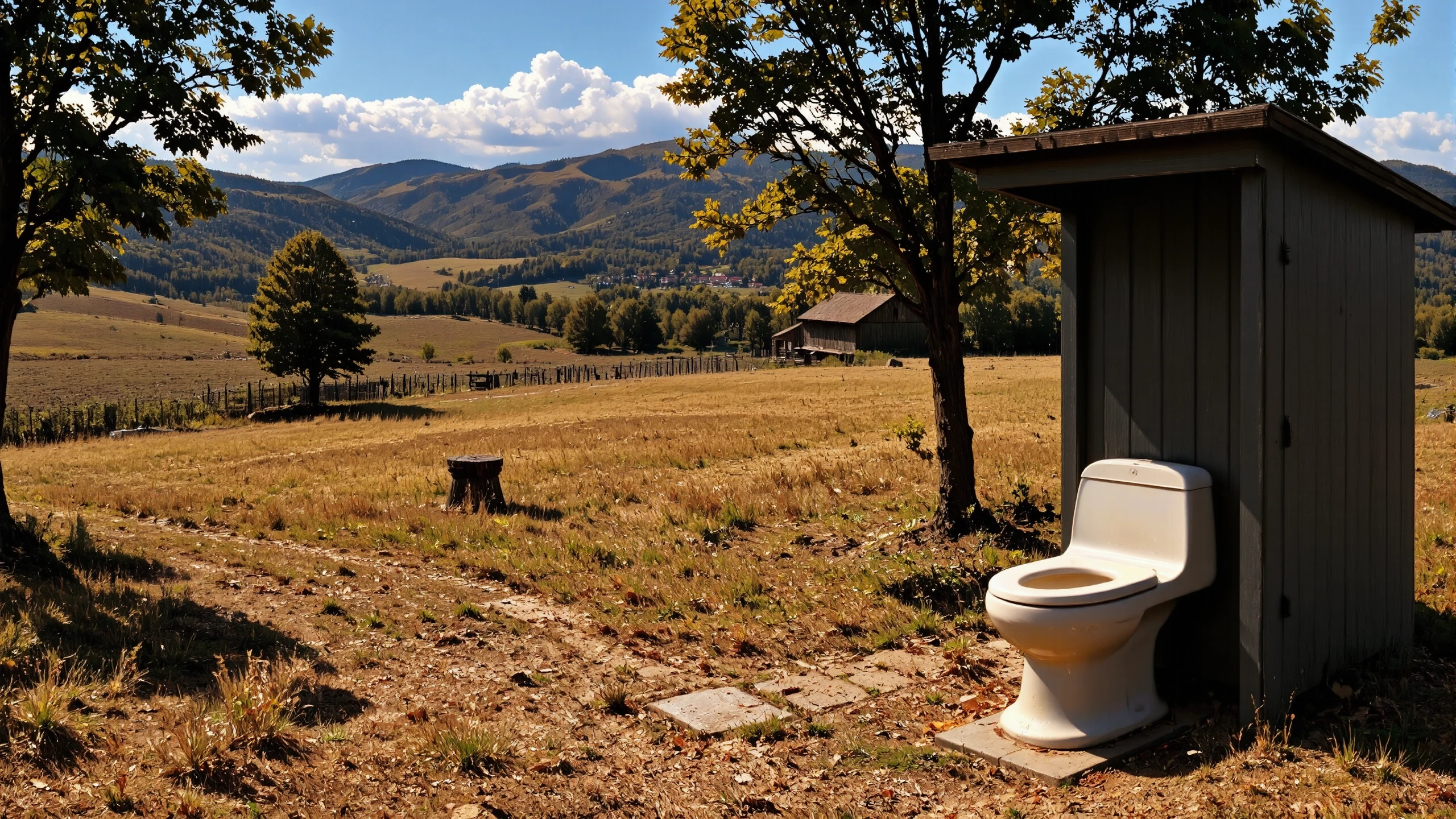 toilet stall, beautiful Bulgarian landscape,  woman, multilayer paint splash style, <lora:Hand v2:1> <lora:Anti-Blur:1> <lora:Insane Detail Slider:0.5>   <lora:Flux.1_Turbo_Detailer:0.6>   <lora:flux-photo-transparent_Alpha_1.0:0.8> <lora:flux.1_lora_flyway_Epic-detail_v2:1>   <lora:Painterly01b_CE_FLUX_AIT:0.8> pntrlyCE_style
