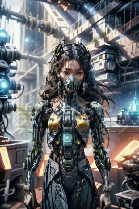(masterpiece:1.4), (intricate:1.2), (detailed:1.2), (vibrant colors:1.2),  BREAK,
(epic:1.2), (science fiction:1.2), (futuristic:1.2), (hip level shot:1.2), BREAK,
(solo:1.2),(techpriest:1.1), (robe:1.2), (hood:1.1), <lora:techpriest:1.0>,  <lora:techpunkmask_v0.5-000002:0.3>, (techpunkmask:1.2), (mechanical neck:1.2), BREAK,
(tech:1.2), (DonMM4ch1n3W0rld:1.0), <lora:Machine_World_SD15_version-000009:0.55>