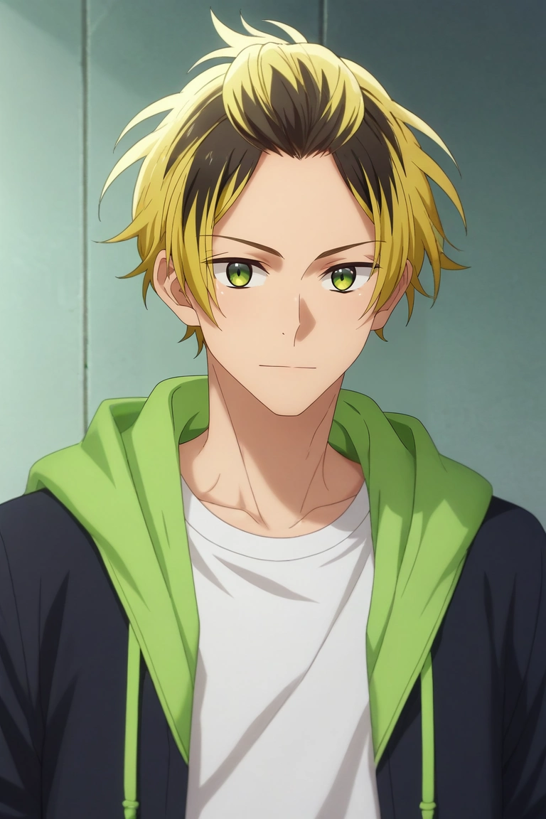score_9, score_8_up, score_7_up, , rating_safe, , (realistic:0.6), looking at viewer, depth of field, 1boy, solo, male focus, <lora:gonzaburou_tashiro_pony:0.86>, gonzaburou_tashiro, blonde hair, green eyes, short hair, multicolored hair, two-tone hair, streaked hair, black hair, , , ,, <lora:sdxl_lightning_8step_lora:1>