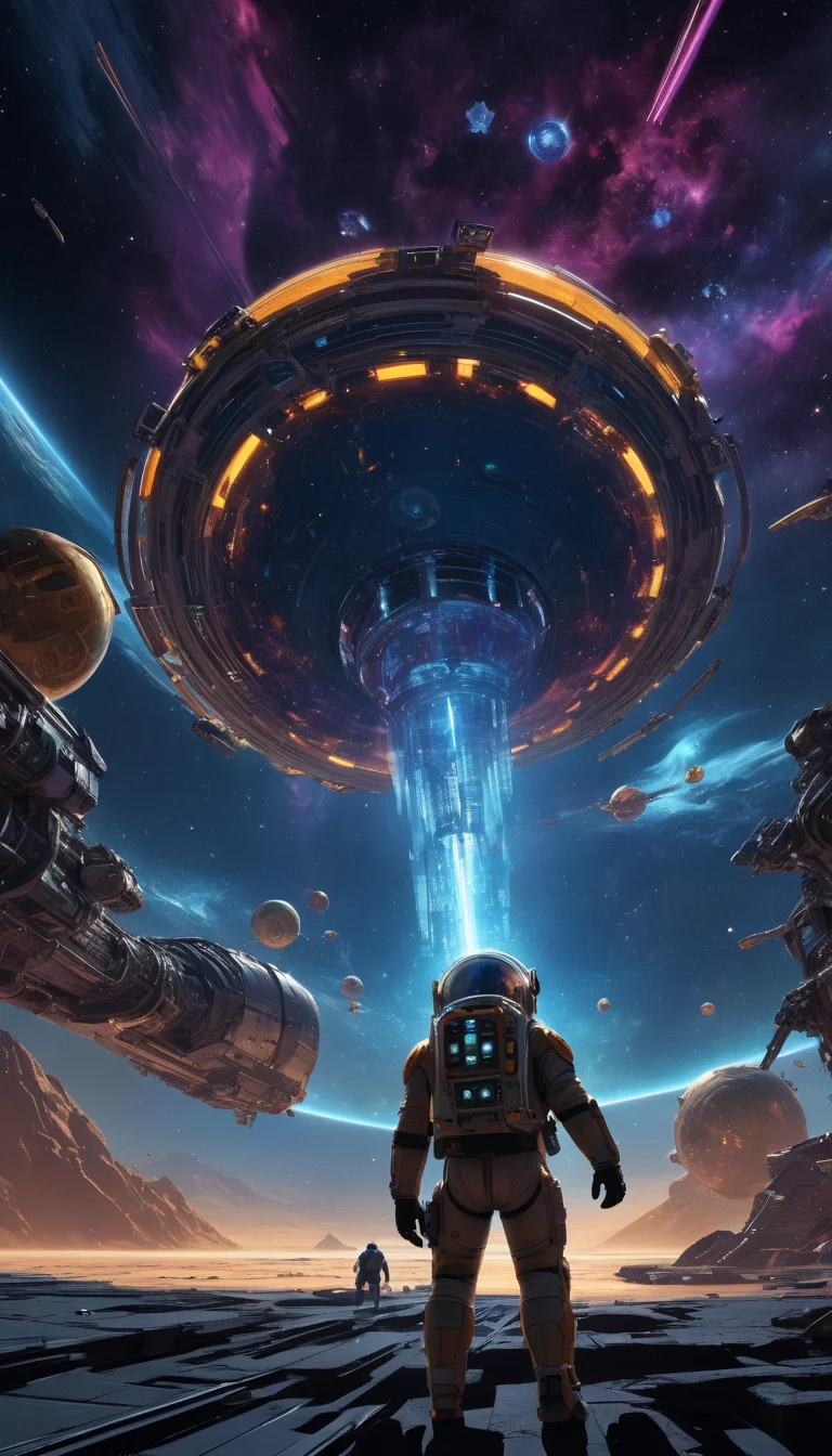 space-themed Prepare a visually arresting sci-fi concept art piece, earth's most accomplished quantum entangled cosmonaut aboard her sentient spaceship, traversing wormholes to investigate strange anomalies threatening humanity's survival, encapsulate the psychedelic space warps and time distortions experienced during faster-than-light travel in an otherwise cold, sterile vacuum. Feature intricate machinery, luminescent displays, and advanced alien species encountered along the way. Utilize abstract expressionism combined with hyper-realistic rendering to convey the disorienting and often paradoxical nature of quantum physics. Balance serene tranquility with explosive energy, channeling influences from Salvador Dalí and Roger Dean to generate a surreal journey transcending dimensions. Ensure that every minute detail pops with crystalline clarity and intensity, suitable for large format printing or eye-catching desktop wallpaper. . cosmic, celestial, stars, galaxies, nebulas, planets, science fiction, highly detailed