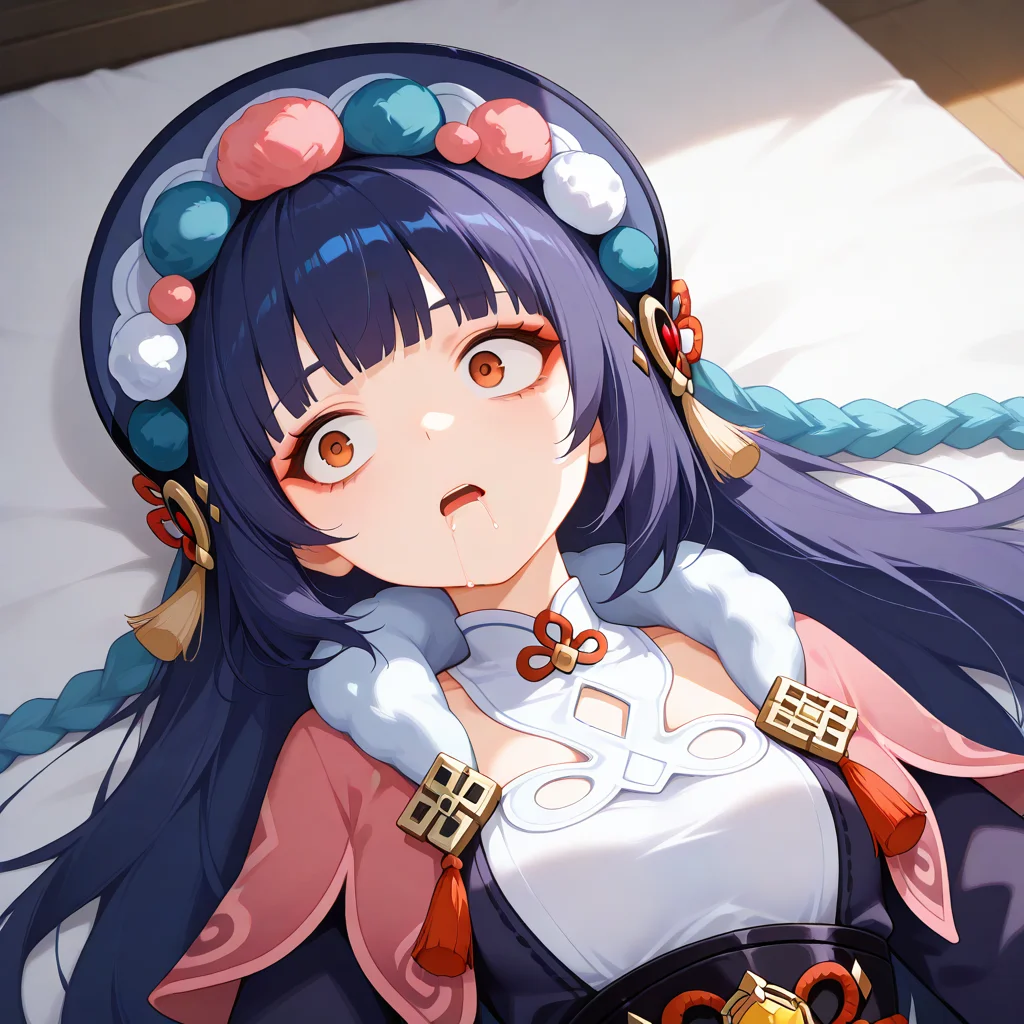 anime,(realistic:0.4),<lora:StS_IllustXL_Breast_Size_Slider_v1.0:-0>,<lora:Nipple Size Slider_ILXL:-1>,<lora:SkindentationIL3.4:1>,<lora:StS_Age_Slider_Illustrious_v1:-0>,1girl,unconscious,<lora:Unconscious_with_eyes_open:0.8>,0utc0ld,saliva,drooling,drool,wide-eyed,looking away,Yun Jin \(genshin impact\),,lying,bed,upper body