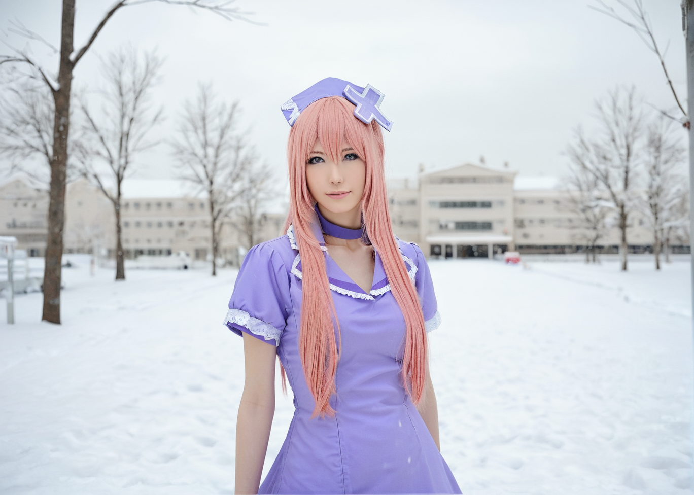 score_9, highly detailed, 1girl, nurse luka, pink hair, outdoor background, snow , ambulance <lora:Nurse_Luka_Realistic_Pony:1>