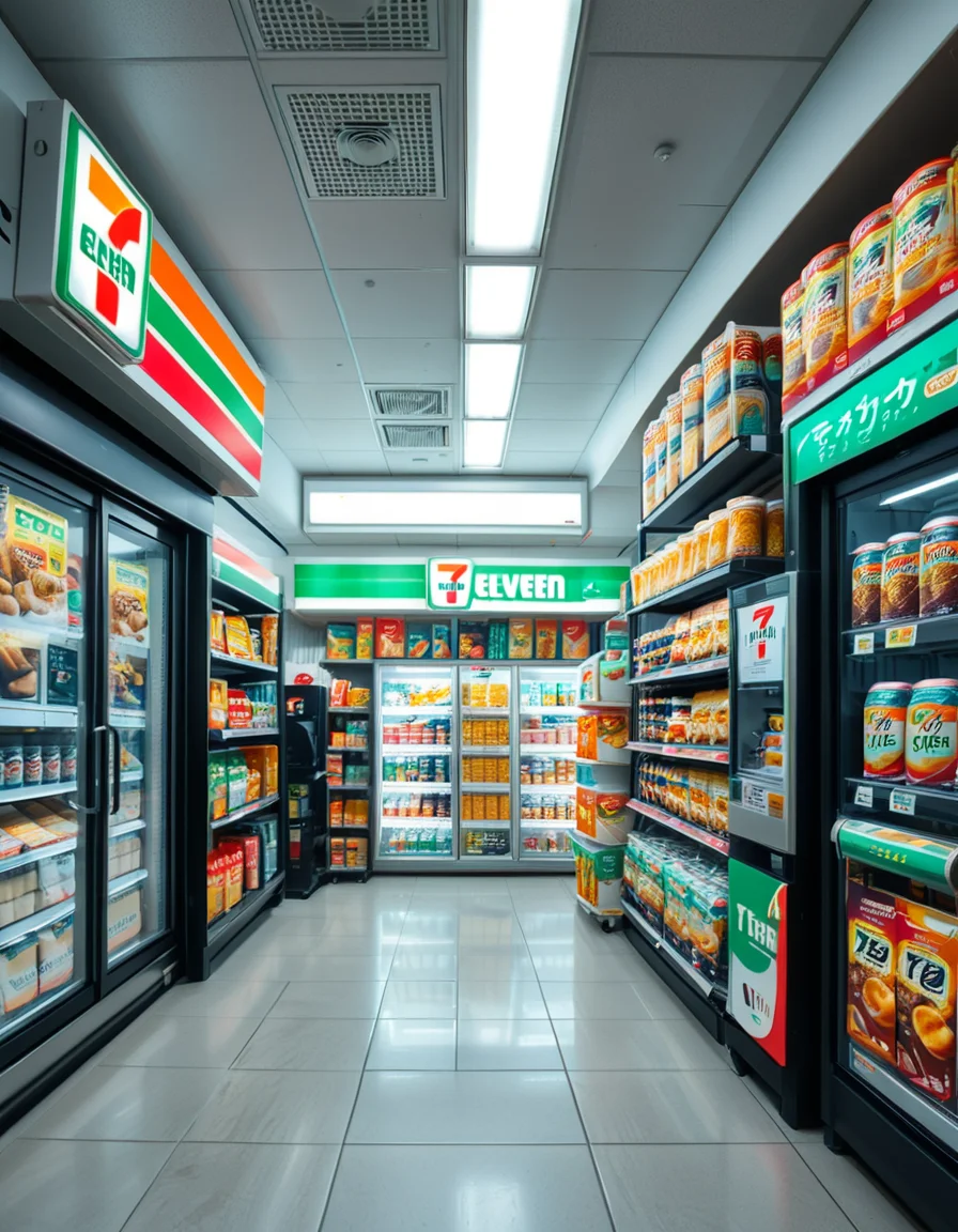 The interior of a Japanese 7-Eleven convenience store, brightly lit and impeccably organized. Shelves are neatly stocked with a variety of colorful snacks, including Japanese-exclusive chips, candy, and instant ramen with vibrant packaging. A refrigerated section displays an array of neatly arranged onigiri, bento boxes, and sandwiches, each with detailed labels. The drink section showcases an assortment of bottled teas, unique flavored sodas, and energy drinks in sleek, modern packaging. A small counter near the entrance features a steaming selection of freshly prepared oden in a glass display, emitting a warm, inviting aroma. The store's floor is pristine, with clear aisle markers and signs in both Japanese and English. A self-checkout kiosk and a cashier counter equipped with a digital payment system are visible in the background. Soft background music plays, adding to the welcoming atmosphere. The image is highly detailed and photorealistic, capturing the textures of product packaging, the glow of refrigerated displays, and the immersive experience of a Japanese convenience store.
<lora:SDXLFaeTastic2400:0.4> <lora:extremely_detailed:0.4> extremely detailed, <lora:Japanese_7-Eleven:1>,Japanese 7-3l3v3n, Masterpiece,best quality,hi res,8k,hi res,8k,award winning,(sharp focus, intricate, highly detailed),