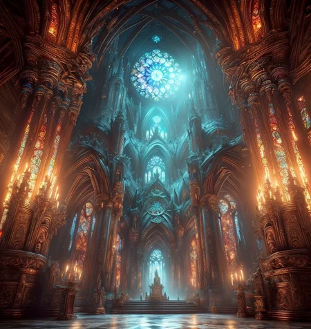 RAW photo, (masterpiece:1.3), subsurface scattering, heavy shadow, (high quality:1.4), (intricate, high detail:1.2), professional photography, HDR, High Dynamic Range, realistic, ultra realistic, photorealistic, high resolution, film photography, ambient lighting, atmospheric effects, <lora:detail_slider_v4:2>, OverallDetail, the interior of a big gothic cathedral, dark!, godrays through one round colored stained glass windows, columns and a big altar, <lora:TemplesAndChurches-10:1>, epiCPhoto