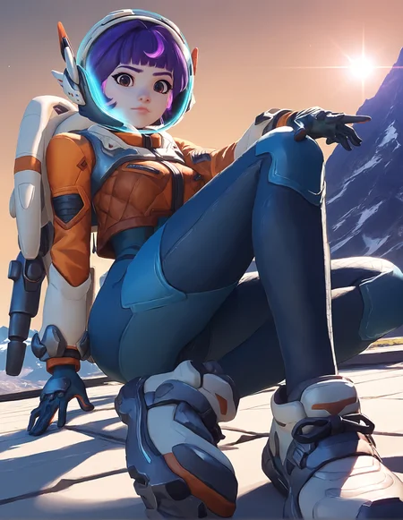 score_9, score_8_up, score_7_up,score_6_up,high resolution,source_anime,jn0,1girl,mountains,short hair,purple hair,spacesuit,space helmet,jetpacket,gloves,shoes,volumetric lighting,rim lighting,dof,dramatic shadow,looking at viewer,close-up,dynamic pose,looking at viewer,from below,sitting