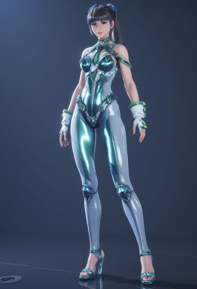 ziprealism, solo, female, crystal clear, high-resolution video game graphics, full body