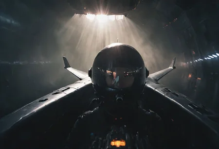 Create a vivid description capturing the essence of a dark close-up photograph inside the cockpit of a sleek, matte-black futuristic jet in flight. Highlight the discernible details: the pilot, confidently and mischievously smiling, with focused eyes locked onto the target. Convey a sense of high-speed motion, surrounded by billowing neon-pastel clouds, encapsulating the exhilarating and dynamic atmosphere within the cutting-edge aircraft.
very detailed, atmospheric haze, Film grain, cinematic film still, shallow depth of field, highly detailed, high budget, cinemascope, moody, epic, OverallDetail, gorgeous, 2000s vintage RAW photo, photorealistic, candid camera, color graded cinematic, eye catchlights, atmospheric lighting, skin pores, imperfections, natural, shallow dof