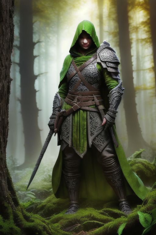 RAW photo, (masterpiece:1.3), subsurface scattering, heavy shadow, (high quality:1.4), (intricate, high detail:1.2), professional photography, HDR, High Dynamic Range, realistic, ultra realistic, photorealistic, high resolution, film photography, ambient lighting, atmospheric effects, <lora:detail_slider_v4:2>, OverallDetail, a male ranger, intricate leather armor and a green cloak in a sinister forest, hiding in the undergrowth, <lora:FantasyRanger:0.8>, FanRan, FanFo, <lora:FantasyForest-10:0.7>, <lora:zoom_slider_v1:2>, dynamic pose, epiCPhoto