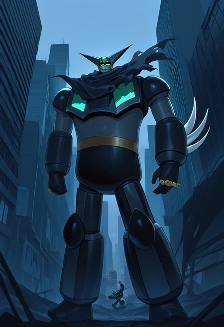 score_9, score_8_up, score_7_up, score_6_up, score_5_up, score_4_up, 4k quality, detailed, 1boy, solo, (black getter, super robot, mecha), best quality, masterpiece, outside of city