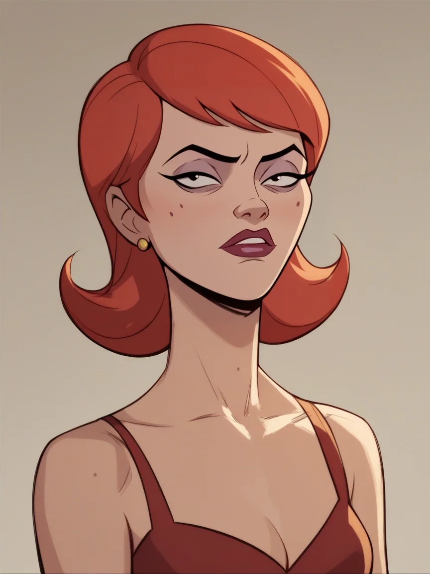 score_9, score_8_up, score_7_up, score_6_up, score_5_up, <lora:VentureBrosXLP:1> venture bros, solo, 1girl, red hair