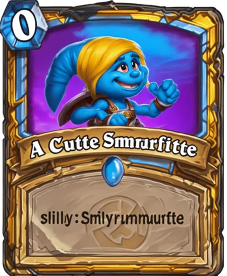 A ((Cute Smurfette)) silly smurf Hearthstone Card <lora:SDXL-HearthstoneCard-Lora:0.8>