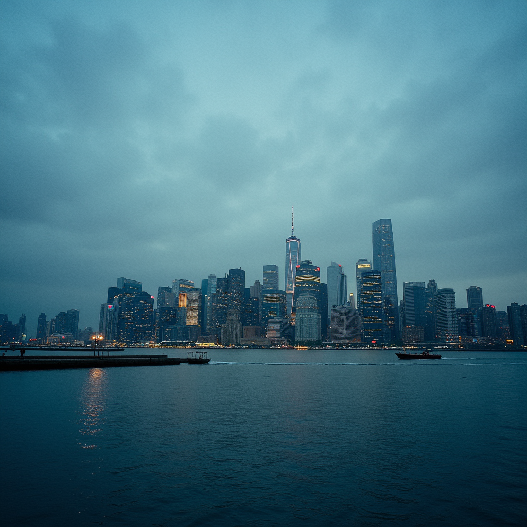 cinematic film still  <lora:Kodak Motion Picture Film style v1:1>
Film grain still image of a city skyline with a lot of tall buildings,outdoors,sky,water,no humans,building,scenery,city,cityscape,watercraft,boat,city lights , cinematic look, film look, filmic, contrast, detailed, high quality, sharp image, film color, Kodak Motion Picture Film style, different color, different people, different look, different style, 35MM Film, 16MM Film, Photographic film, music video style, artistic style, cinematic style, film granularity, film noise, image noise, artistic effect, Fujicolor, Fuji film, Analog photography, movie style, movie still, Film grain overlay, Film Grain style . shallow depth of field, vignette, highly detailed, high budget, bokeh, cinemascope, moody, epic, gorgeous, film grain, grainy