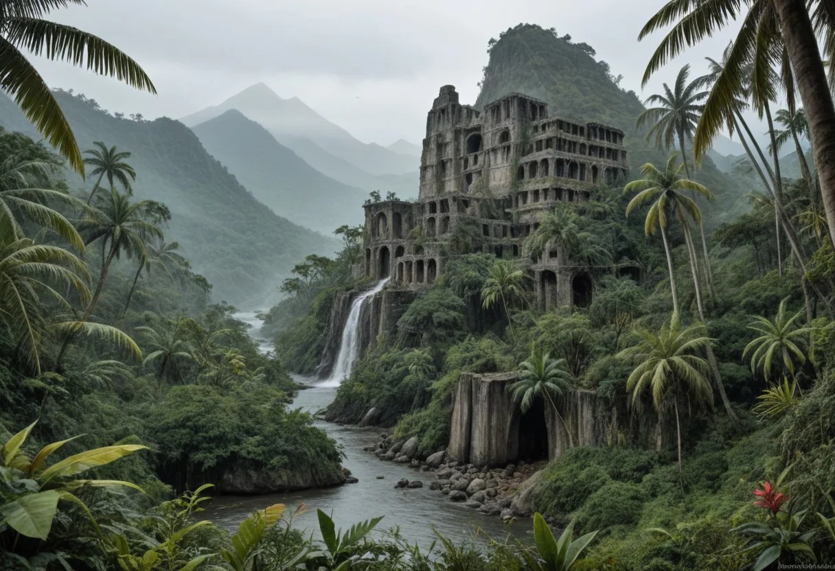 (epic_scale:1.5), jungle_foliage, mountain_peaks, foggy_background,
ancient_stone_ruins, glowing_water_core, (mystical_essence:1.4),
vibrant_ecosystem, cinematic_composition, <lora:aquatic_power:0.8>,
Negative: cartoonish_style, duplicate_elements, unnatural_shadows