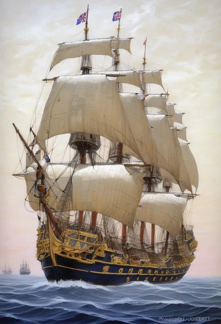 Pierre joubert, painting of a royal ship