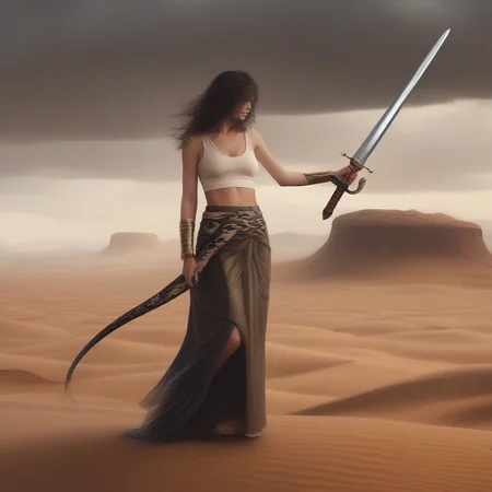 skirt,Wife,Desert,(rain),sword,snake