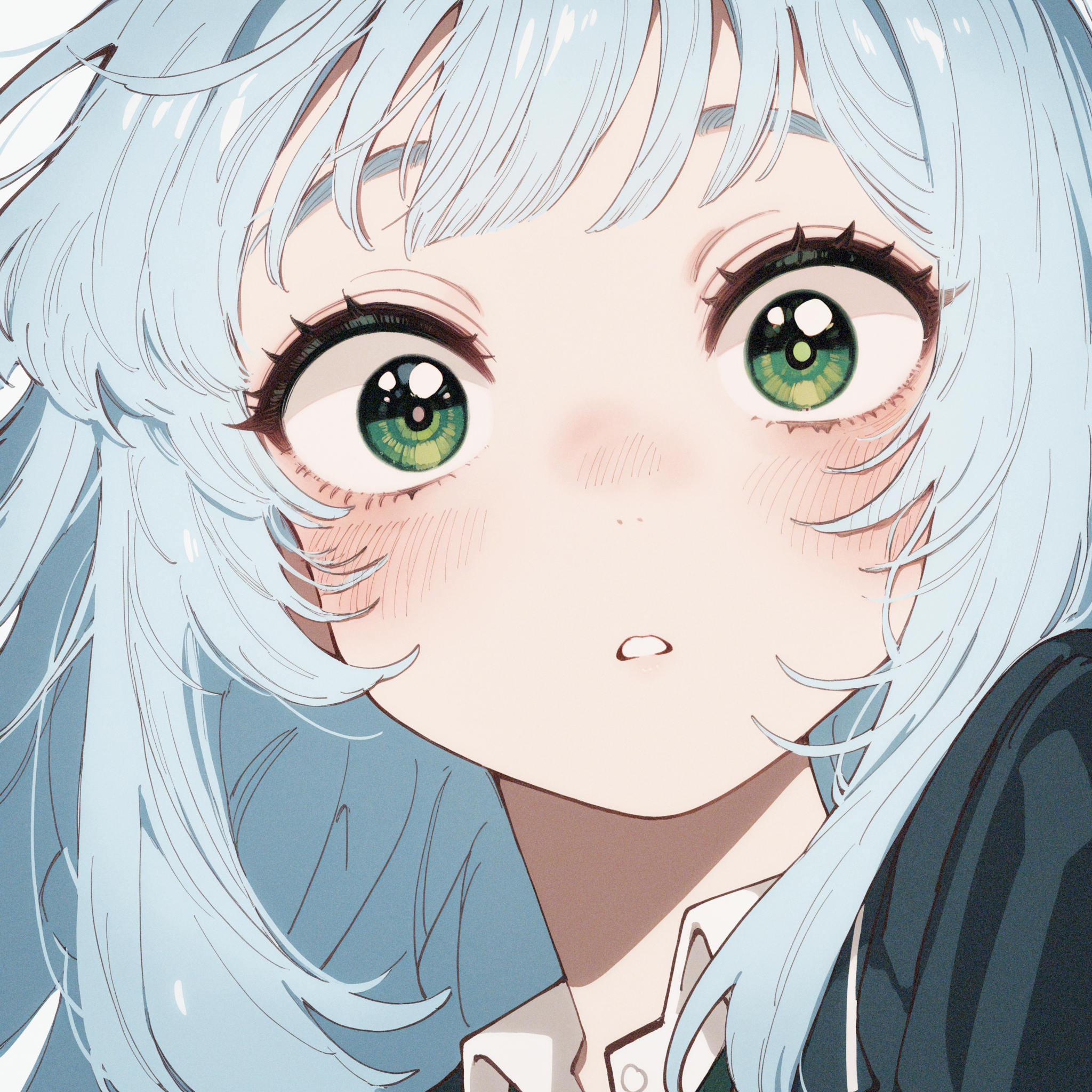 masterpiece, best quality, good quality, very awa, very aesthetic, absurdres, newest, 1girl, solo, long hair, light blue hair, blush, big eyes, green eyes, eyelashes, shirt, jacket, school uniform, collared shirt,blazer, looking at viewer, parted lips, surprise, Extreme Close-Up, (oharu-chan:0.8), (shimashiro itsuki),
vfaix,retro_artstyle, retro <lora:illustriousXL_stabilizer_v1.23:0.3> <lora:NOOB_vp1_detailer_by_volnovik_v1:0.3> <lora:ponyv6_noobE11_2_adamW-000017:0.3> <lora:HB_091:0.6> <lora:veluflora-wai:0.75>