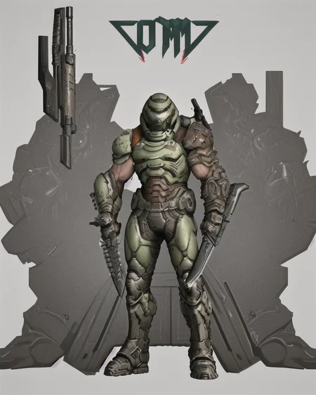 weapon, solo, 1boy, male focus, armor, power armor, helmet, holding, white background, boots, simple background, dual wielding, holding weapon, standing