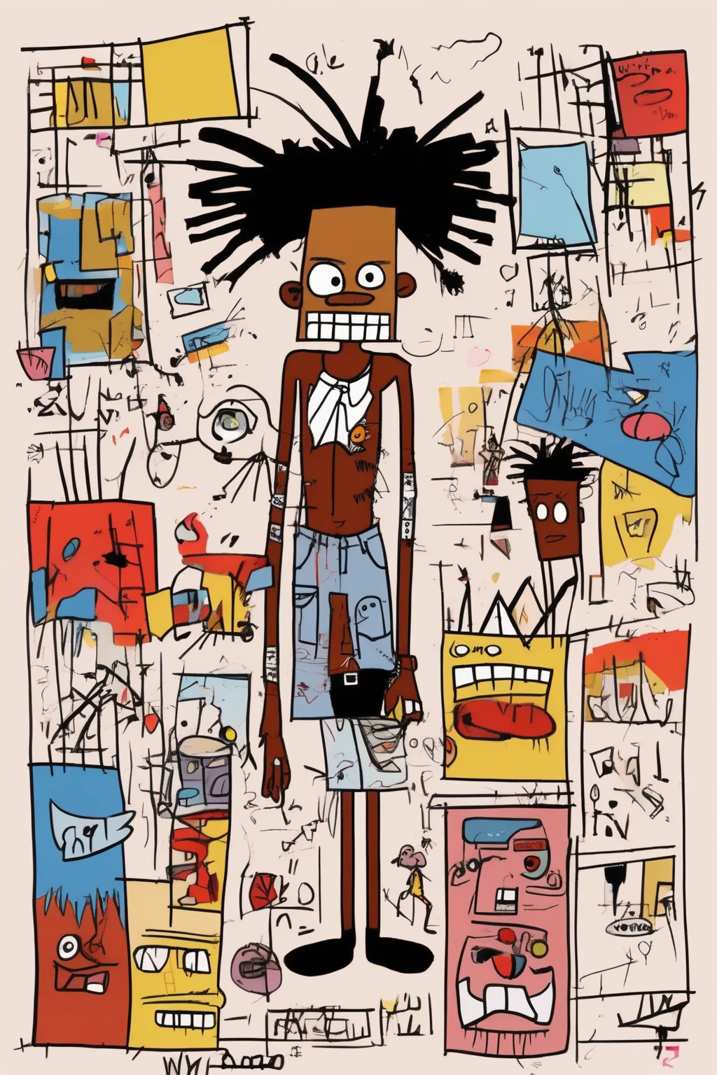 Jean-Michel Basquiat Style - basquiat artwork drawn in the style of Mary Blair disney animator