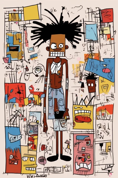 Jean-Michel Basquiat Style - basquiat artwork drawn in the style of Mary Blair disney animator