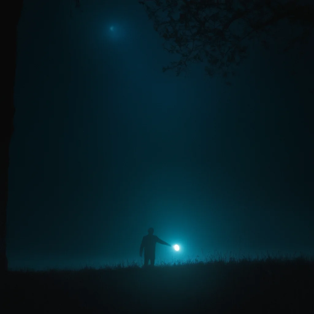 cinematic film still of <lora:Cool Lighting Style:1>
cool light,a person standing in a field with a flashlight,cool lighting style,solo,1boy,standing,monochrome,male focus,outdoors,sky,from behind,tree,night,glowing,grass,night sky,scenery,lantern,dark , 5600k, blue color, teal color, cool color, cyan color, white color, shallow depth of field, vignette, highly detailed, high budget, bokeh, cinemascope, moody, epic, gorgeous, film grain, grainy