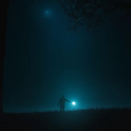 cinematic film still of <lora:Cool Lighting Style:1>
cool light,a person standing in a field with a flashlight,cool lighting style,solo,1boy,standing,monochrome,male focus,outdoors,sky,from behind,tree,night,glowing,grass,night sky,scenery,lantern,dark , 5600k, blue color, teal color, cool color, cyan color, white color, shallow depth of field, vignette, highly detailed, high budget, bokeh, cinemascope, moody, epic, gorgeous, film grain, grainy