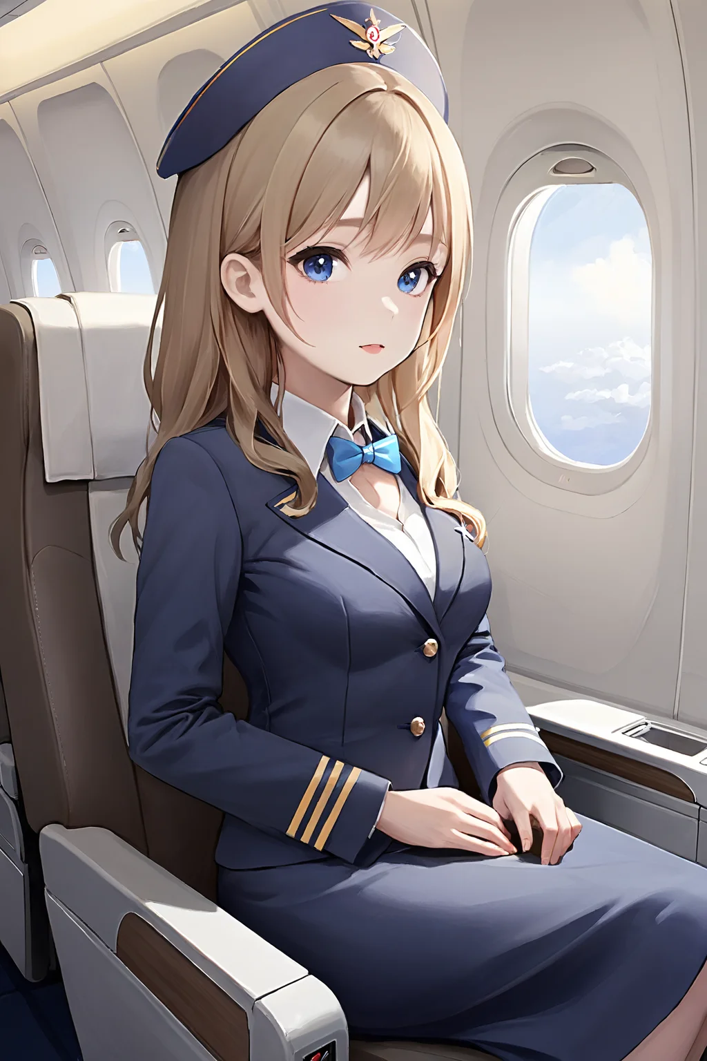 Masterpiece, best quality, 1girl, <lora:kwFemaleBeta122_SDXL_v1:1>,
stewardess,flight,passenger,seat