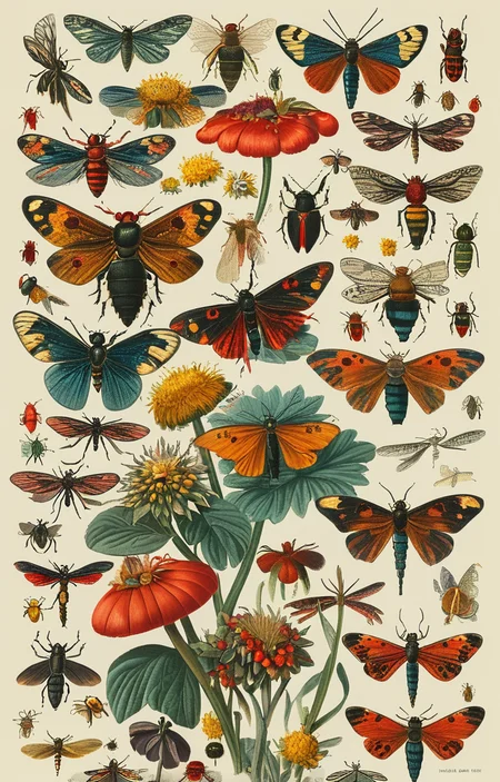 masterpiece,best quality,<lora:tbh225-sdxl:0.9>,illustration,style of Biological illustration,insect,