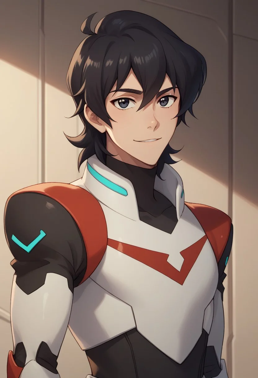 score_9, score_8_up, score_7_up, source_anime, highly detailed,
keith, 1boy, male focus, solo, black hair, medium hair, bodysuit, black eyes, looking at viewer, smile, armor, upper body, gloves, red and black bodysuit
indoor, aerospace base