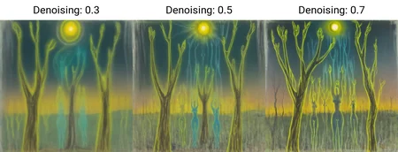 a chalk and pastel painting of some trees in a field, two women in the middle with arms up, a surrealist painting, Ghost seeing abstract energy, by Austin Asmon Spare and Margaret Leiteritz, metaphysical painting, distant glowing figures, pastel drawing, roots underwater, at dawn, elevation, women, vibrant luminescence, ghostly figures, ultrafine detail, detailed image, thin blue arteries, verdant. <lora:Austin_Osman_Spare_1.1:1>