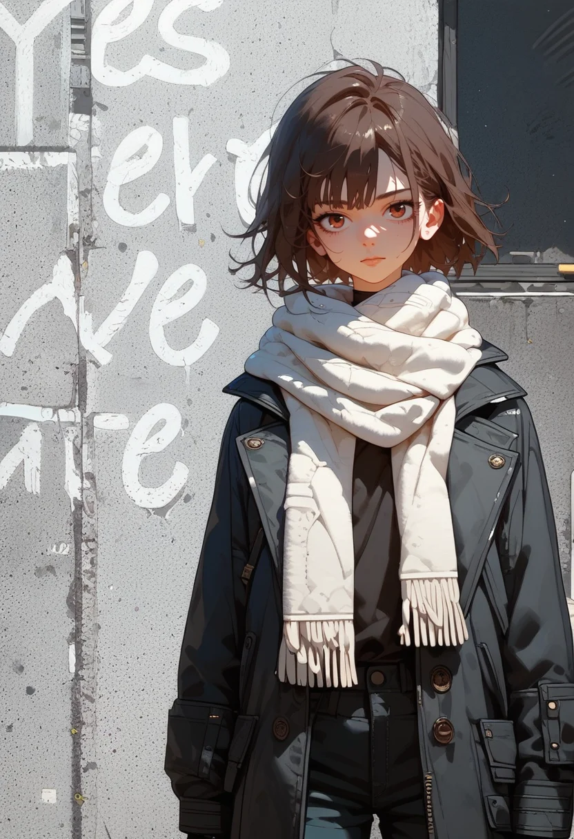score_9, score_8_up, score_7_up, score_6_up, score_5_up, score_4_up, source_anime, 1girl, solo, 18yo, (slim face:1.5), (bangs:1.2), skinny, thin body, wide hips, thin thighs,
<lora:age_slider_v4:2> <lora:Expressive_H:1><lora:Kenva:0.8> <lora:naipf:0.6>
portrait,
front view,
from front,
outdoors, road, scarf, brown hair, day, pants, short hair, pavement, jacket, solo focus, coat, white scarf, shoes, street,
