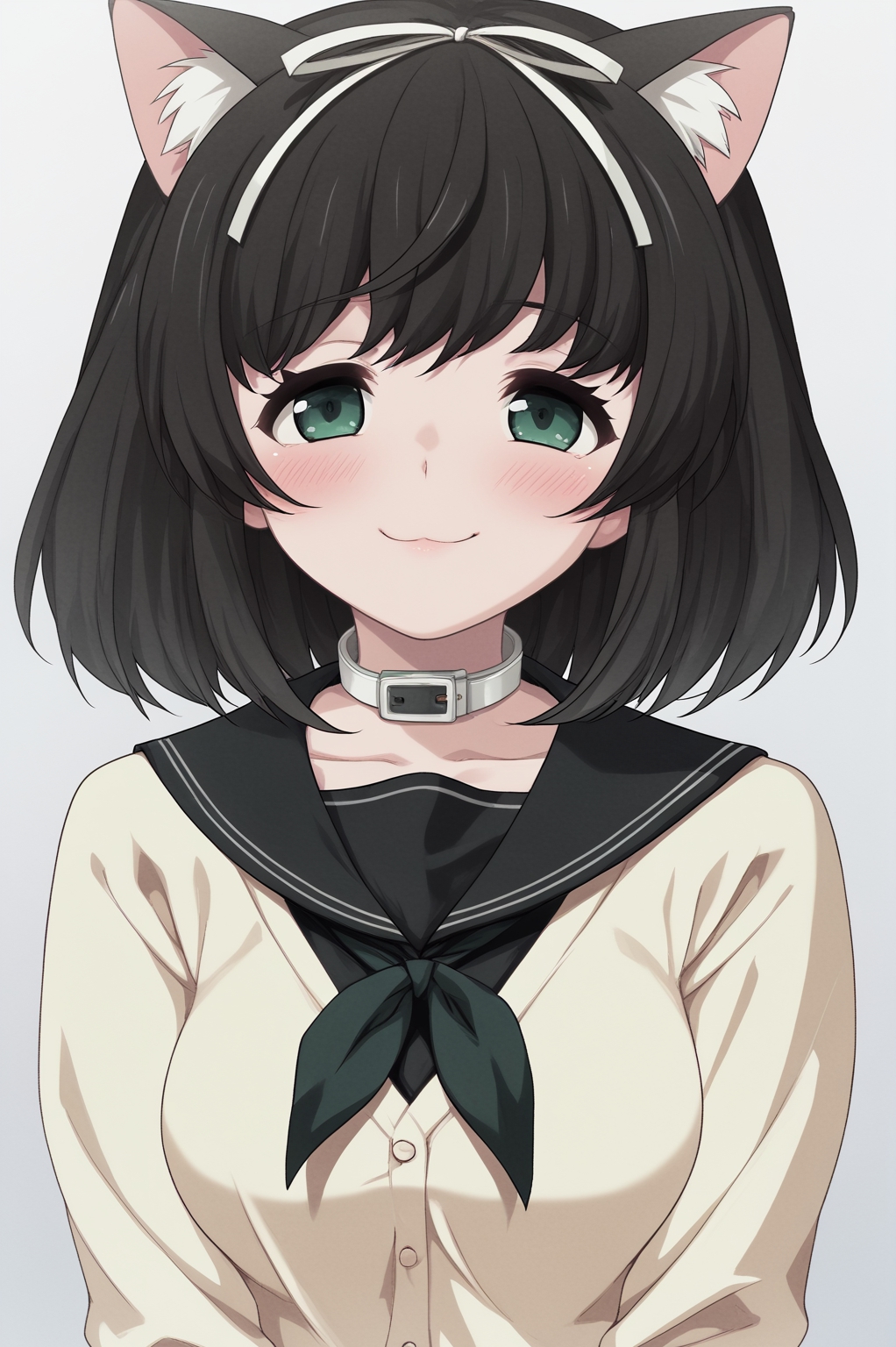 score_9, score_8_up, score_7_up, source_anime, perfect lines,  hokari kanae, 1girl, game collar, kanae school uniform, kemonomimi mode, cat girl, smile, blush,  <lora:kanae:1>